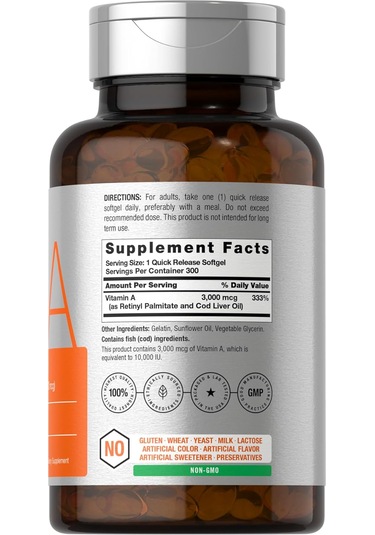 Horbäach Vitamin A 10000 Iu 300 Softgels Aromasız