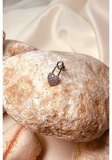 Çengelli İğne Taşlı Silver Gümüş Renk 316l Stainless Steel Çelik Piercing Tragus Helix Gümüş