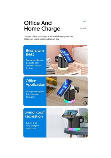 Tongxida İphone Uyumlu / Airpods Uyumlu/ Watch İçin T15 3'ü 1 Arada Katlanabilir Kablosuz Şarj Cihazı Manyetik Şarj İstasyonu Beyaz