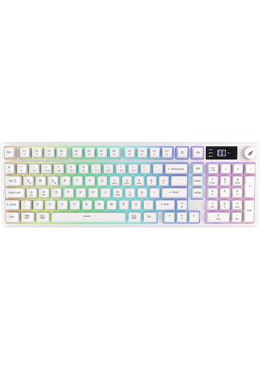 Hk258 Membrane Lcd Rgb Kablosuz/bluetooth Beyaz Full Türkçe Gaming Oyuncu Klavye