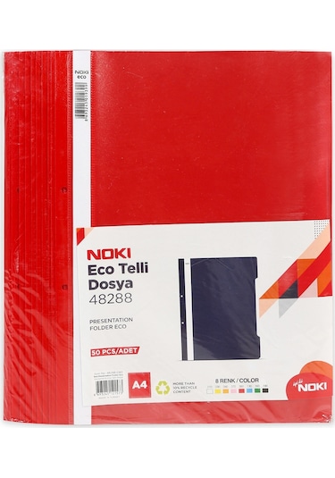 Noki Telli Dosya Eco 4828 Kırmızı 50'li Paket