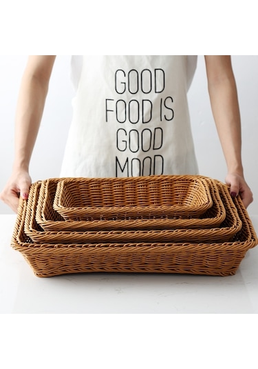 Sones A1744 Rattan Sepet Gıda Meyve Saklama Sepeti Dikdörtgen Meyve Tabağı, Boyut: Ekstra Büyük Diğer