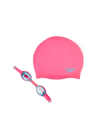 Speedo Jet Çocuk Gözlük Ve Bone Set Pembe
