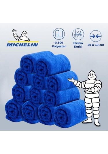 Michelin Mc3504 40x30cm Süper Emici Mikrofiber Havlu, 12 Adet