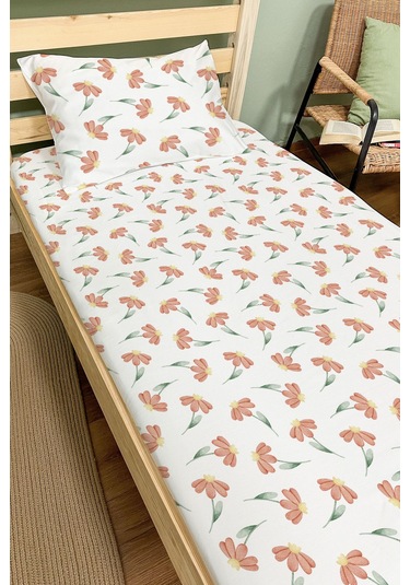 Organik Tek Kişilik Lastikli Çarşaf Seti - Doğa Sevgisi Renkli