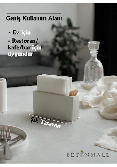 El Yapımı Beton Gri Alçı Peçetelik Minimal Masa Ve Mutfak Dekoru Kafe & Bar İçin Sade Beyaz