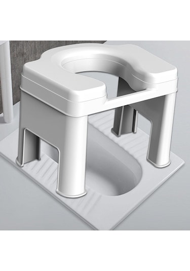 Suntek Tuvalet Taburesi Taşınabilir Kaymaz Kompakt 26,5cm-beyaz