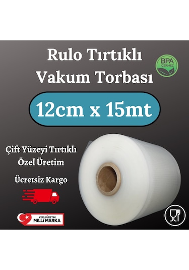 Rulo Tırtıklı Vakum Torbası Poşeti - 12 CM X 15 MT