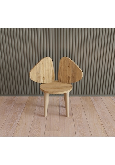 Çocuk Sandalyesi Çocuk Oturağı Fil Kulaklı Ahşap MDF Sandalye Montessori Sandalye TEKLİ Kahverengi
