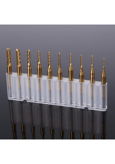 Cnc End Mill Gravür Kesici Karbür 10 Adet 0.8/3.175mm Pcb, Smt, Cnc Matkap Uç