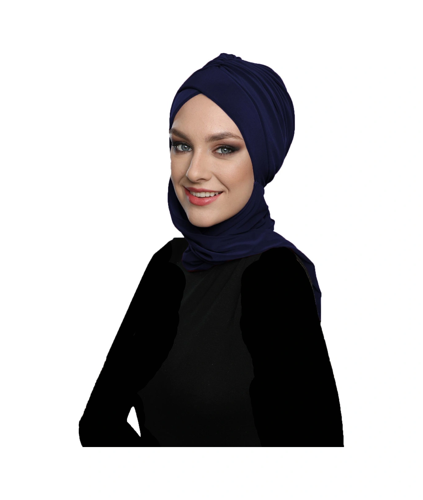 Kardelen Atkılı Astarlı Lacivert Hazır Türban Tesettür Havuz Ve Dış Bone Lacivert