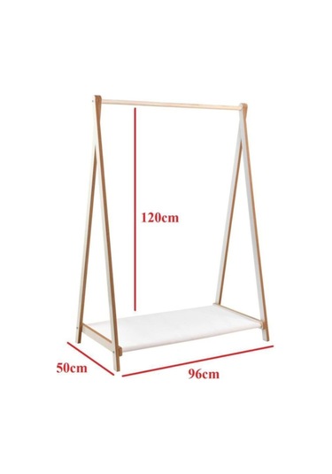 Prado Ahşap Dekoratif Ayaklı Elbise Konfeksiyon Askısı Beyaz