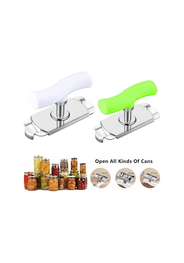 Tenfowee Paslanmaz Çelik Kavanoz Açıcı - Ergonomik S-şekilli Kollü, Ayarlanabilir Boyutlu, Kolay Kullanıma Uygun Beyaz/yeşil Beyaz