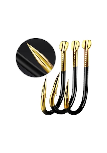 Jeehugo Tungsten Alaşımlı Balık İğnesi, Siyah Altın Rengi, 8 Numara, 10 Adet/çanta, Balıkçılık Enstrümanı