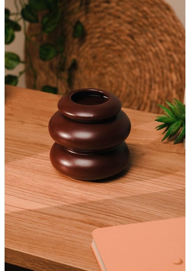 Bordo Mat Modern Tasarım Seramik El Yapımı Buhurdanlık-3427
