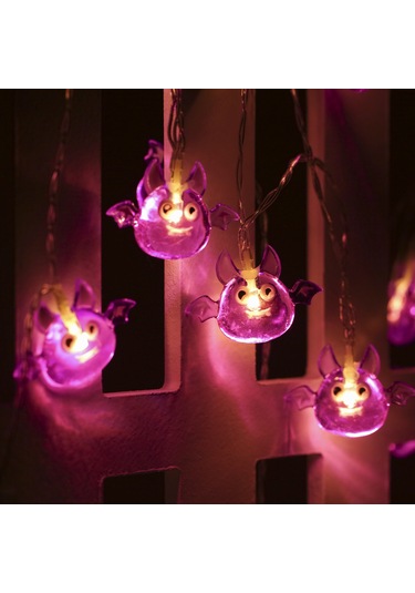 Suofeng Halloween Dekoratif Bat Figürlü Işık Zinciri - 1.5m 10led Iki Adet Paket - Ev, Pencere, Duvar Dekoru