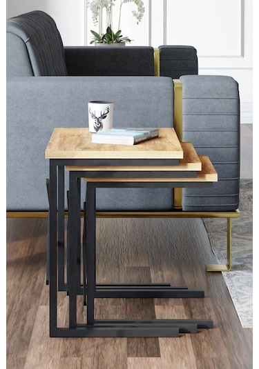 Ceramical ZG1 Zigon Sehpa 3'lü Atlantik Çam