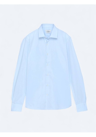 Koyu Mavi Regular Fit Dokuma Klasik Pamuk Karışımlı Gömlek Koyu Mavi