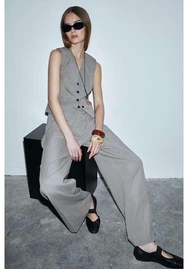 Lufian Asıa Kadın Lyocell Karışımlı Keten Pantolon Vizon Vizon 121190020100430 Vizon