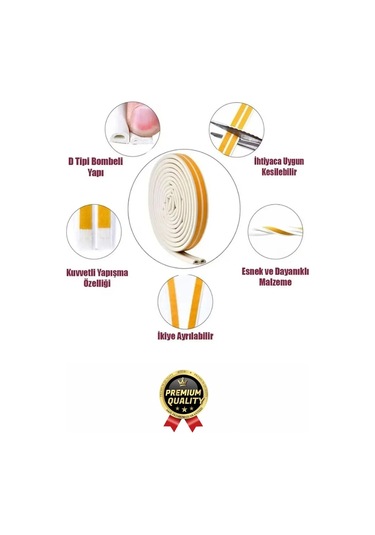 Güçlü Kendinden Yapışkanlı Kapı Pencere Soğuk Hava Geçirmez Yalıtım İzolasyon Beyaz Fitil 6 Metre Diğer