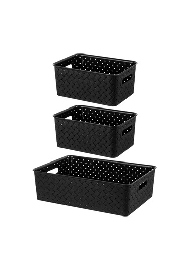 El Casa Kapaklı Saklama Sepeti, 3 Adet 58429444 Siyah