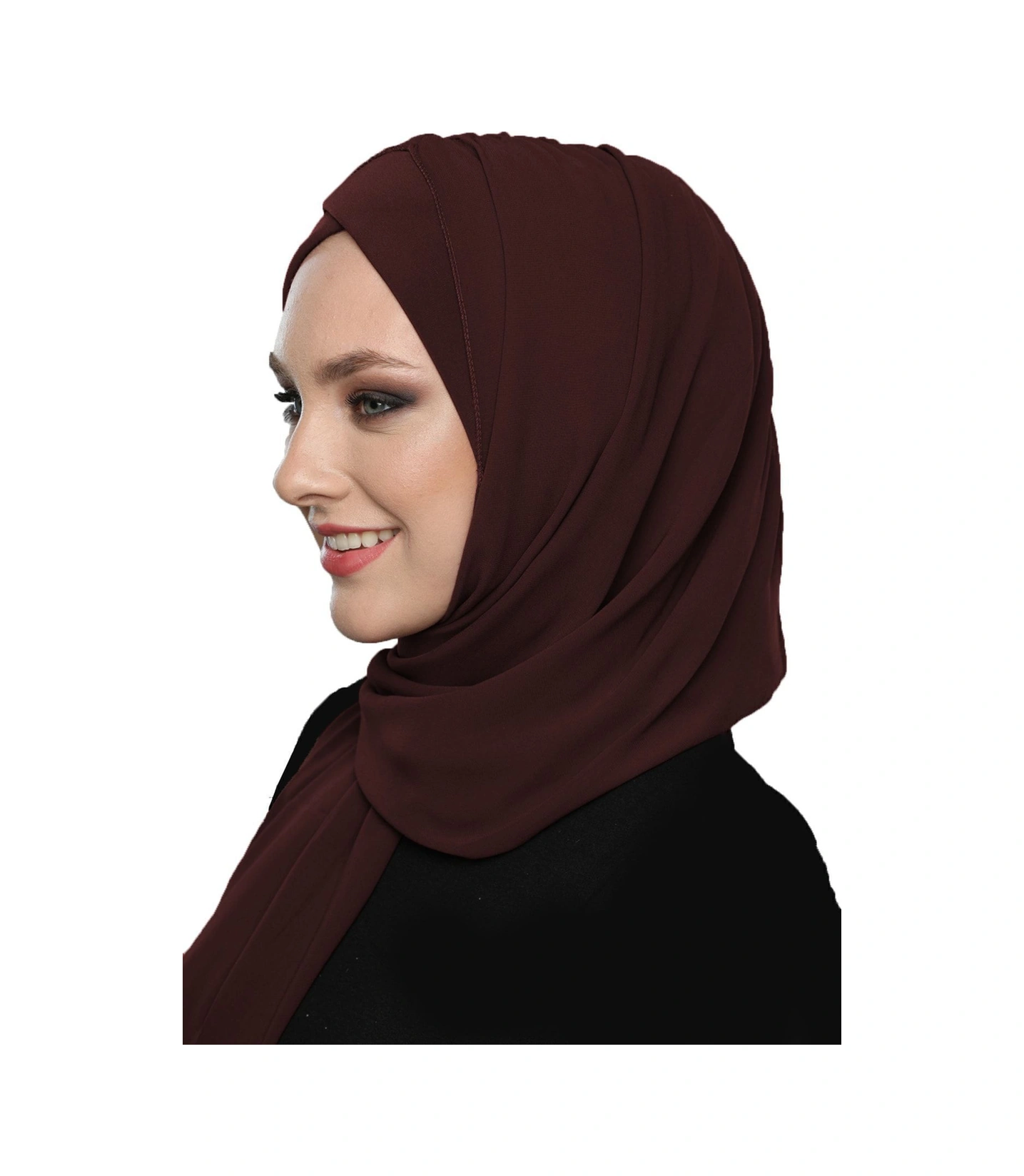 Şallı Takmatik Sade Kahve Hazır Türban Tesettür Bone Namaz Örtüsü Kahve