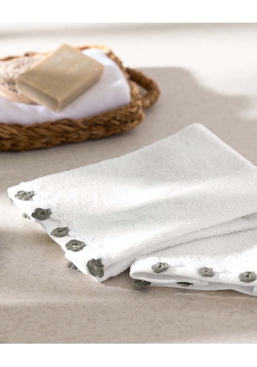 Jeanne Kroşeli 2'li %100 Pamuk El Havlusu - Ekru - 30x40 Cm 8684427204641 Ekru