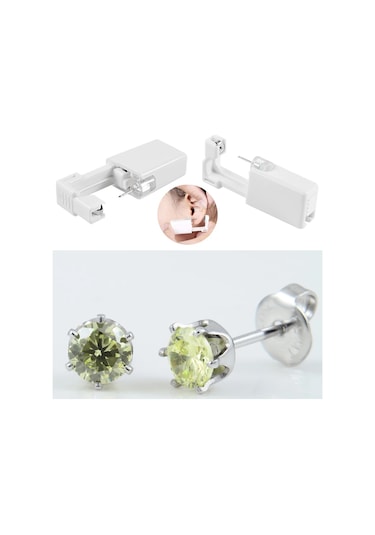 Dreamlee Tek Kullanımlık Steril Kulak Piercing Seti - Tragus Piercing Tabancası - Ev Kullanımı - Ağrısız Antik Gümüş Kaplama