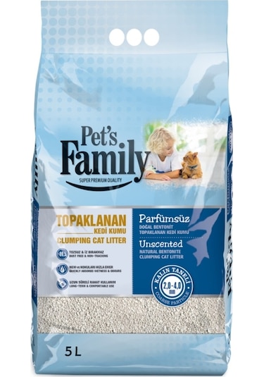 Pets Famıly Naturel Kalın Bentonit Kedi Kumu 5 L