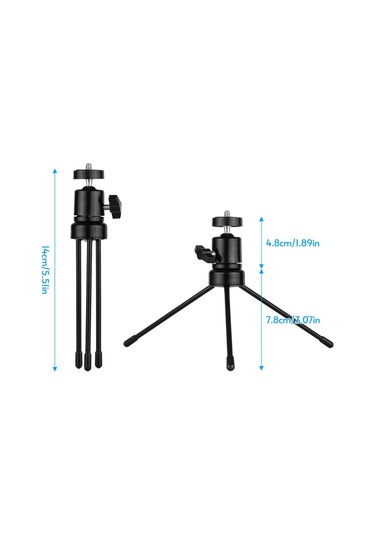 Masa Topu Başlı Tripod Seti 360 Derece Dönebilen U Şeklindeki Yuva Evrensel 1/4 Vida İle Siyah