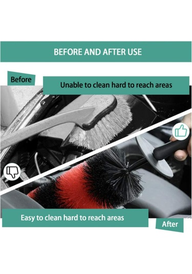 Symbee Araç Jant Temizleme Fırçası, Kırmızı-siyah Çift Renk, Detaylı Temizlik İçin Pratik Çözüm