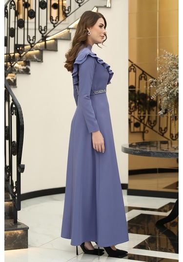 Elif Taşlı Tesettür Elbise Mavi Mavi