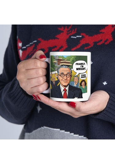 Mimarlık Mizah Kupa Bardak Frank Lloyd Wright Zaha Hadid Tasarım Mimar Hediye Porselen Kahve Kupası Beyaz