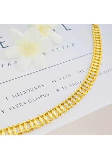 Kuyumcu Model Bileklik Vintage Arpa Bileklik Zirkon Çelik Kararmaz Xuping 14ayar Gold 17+3cm Gold