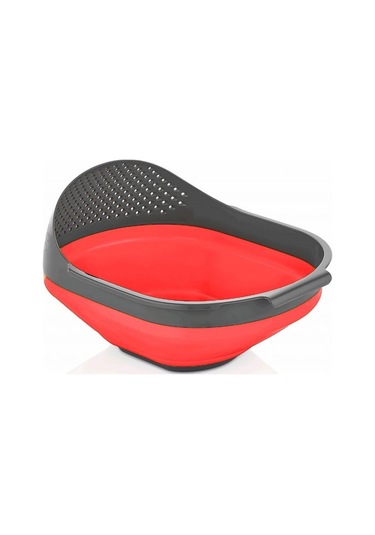 Qlüx İdeas Katlanabilir Pirinç Süzgeci Kırmızı 26cm Kırmızı