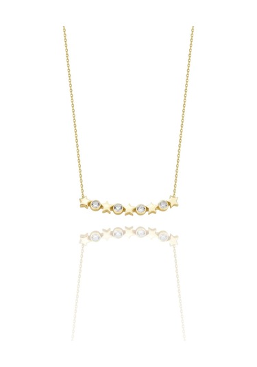 Beş Yıldız Özel Tasarım Çok Şık 14 Ayar Altın Kolye Altın