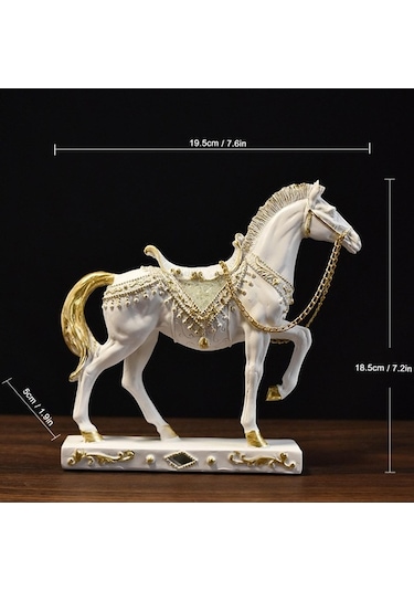 Opulentliving Suntek Doğal Taş At Heykeli Ev Dekorasyonu 19.5x5x18.5cm 19,5cmx5cmx18,5cm