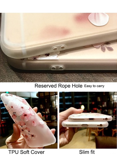 Suofeng Tpu Mat Kapak İphone Uyumlu 6/7/8/x/xs/xr/xs Max/11/11 Pro/11 Pro Max İçin Pembe Çiçek Desenli, Şok Emici, Tam Korumalı, Anti-kayma Telefon Kılıfı