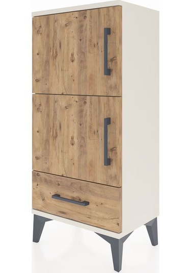 Arges Komodin 4 Raflı Tek Çekmeceli 2 Kapaklı 44x30x96 Aytaşı-çam Aytası