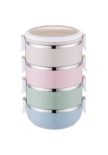 Youtek 2 Katlı Dairesel Yemek Kutusu, 201 Çelik Malzeme, Leakproof Isı Saklama, Bölmeli Pratik Öğle Yemeği Kutusu, Günlük Kullanıma Uygun Diğer