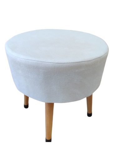 Ustaagac Puf Koltuk Bench Tabure Beyaz - Ahşap Ayaklı Beyaz