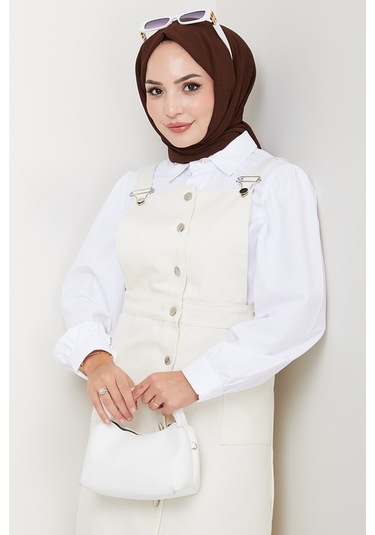 Boydan Düğmeli Gabardin Jile 1552 - Ekru Ekru