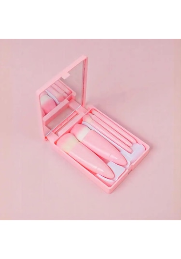 5 Adet Seyahat Boyutu Makyaj Fırça Seti Mini Makyaj Fırçaları, Küçük Komple Pink Dark Topaz