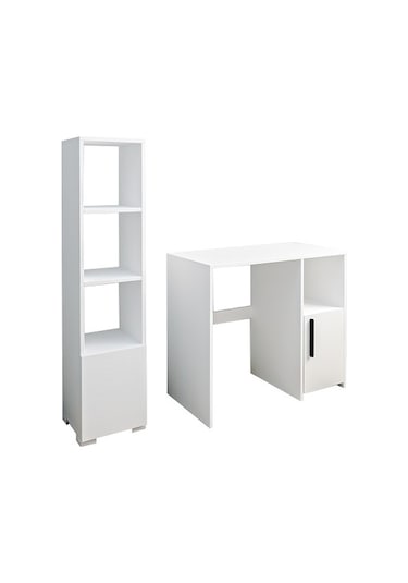 Çalışma Masası Ve Kitaplık Set Kutay Beyaz