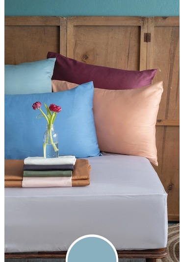 Simply Mint Blue Pamuk Saten Fitted Set 160 200/50 70