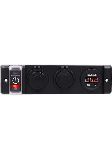 Çakmaklık USB ve Voltmetre Soketi 12V Düğmeli
