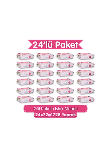 Paddlers Gül Kokulu Islak Mendil 1728 Yaprak (24x72) – Koli