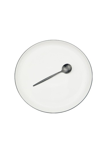 Novahub Siyah 6 Adet Siyah Yemek Takımı Kaşık Seti Ayna Paslanmaz Çelik Çatal Bıçak Kaşık Seti Yemek Takımı Kahve Çay Kaşığı Sofra Ev Mutfak Gümüş Siyah Siyah