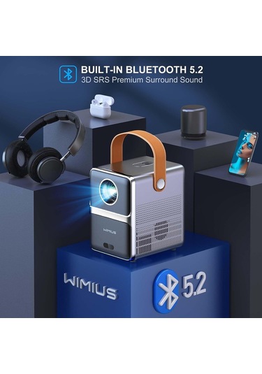 Wimius 1080P - 5G Wifi ve Bluetooth Özellikli Mini Dış Mekan Projektörü