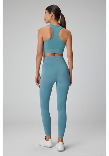 Jerf Gela Yüksek Bel, Esnek Ve Toparlayıcı Spor Tayt Su Yeşili